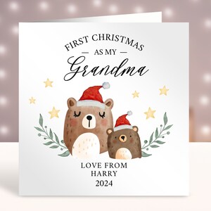 Primo biglietto di Natale della nonna, primo biglietto di Natale personalizzato per la nonna, biglietto del nuovo nipote, primo Natale del bambino, animali del bosco