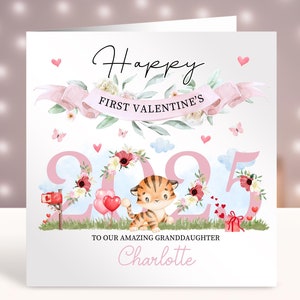 Personalisierte erste Valentinstag Karte, Baby's 1st Valentinstag Karte, Karte für Mädchen, Tochter, Enkelin, Nichte, Schwester, Cousin, Freundin