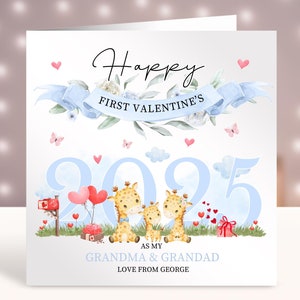 Tarjetas personalizadas para el primer día de San Valentín, feliz primer día de San Valentín como mis abuelos, regalo para nuevos abuelos, tarjeta de un bebé o nieto