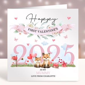 Tarjetas personalizadas para el primer día de San Valentín, primer día de San Valentín como mi mamá, tarjetas de bebé, regalo para mamá primeriza, tarjeta para ella de parte de su hija, hijo y bebé