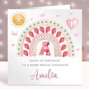 Erdbeere Geburtstagskarte, Beere spezieller Geburtstag, personalisierte 1. Geburtstagskarte, Beere süßer erster Geburtstag 1.2.3.4.5