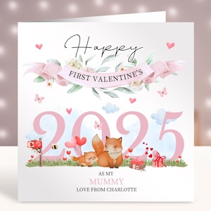 Tarjetas personalizadas para el primer día de San Valentín, primer día de San Valentín como mi mamá, tarjetas de bebé, regalo para mamá primeriza, tarjeta para ella de parte de su hija, hijo y bebé