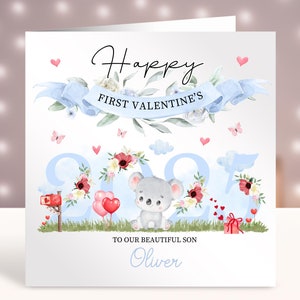 Première carte personnalisée de Saint-Valentin, 1ère carte de Saint-Valentin de bébé, carte pour garçon, fils, petit-fils, neveu, frère, soeur, cousin, ami