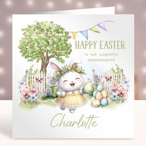 Carte de Pâques personnalisée, 1ère Pâques de bébé, carte pour filles avec motif lapin, fille, petite-fille, nièce, soeur, cousine, amie