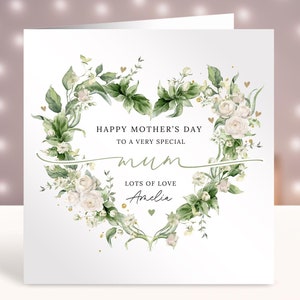 Carte personnalisée pour la fête des mères, 1er cadeau de fête des mères, maman, maman, nounou, grand-mère, belle-mère, arrière-grand-grand-mère, coeur personnalisé