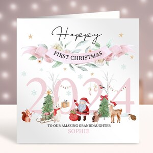 Personalisierte erste Weihnachtskarte, Babys 1. Weihnachtskarte, Karte für Mädchen, Tochter, Enkelin, Nichte, Schwester, Cousin, Freundin