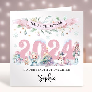 Carte de Noël personnalisée, 1er carte de Noël de bébé, carte pour fille, fille, petite-fille, nièce, soeur, cousine, amie