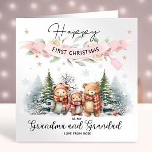 Personalisierte Großeltern Erste Weihnachtskarte, Happy 1st Christmas als Oma & Opa, Pops Weihnachtskarte, Papa, süße Bären