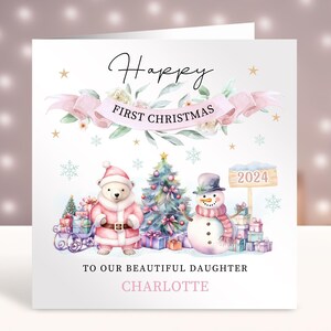 Tarjeta de Navidad personalizada, 1ª tarjeta de Navidad del bebé, tarjeta para niñas, hija, nieta, sobrina, hermana, prima, amiga