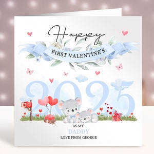Gepersonaliseerde eerste Valentijnsdagkaarten, 1e Valentijnsdag als mijn vader, kaarten van baby, cadeau nieuwe vader, kaart voor hem van dochter zoon baby