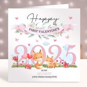 Tarjetas personalizadas para el primer día de San Valentín, primer día de San Valentín como mi mamá, tarjetas de bebé, regalo para mamá primeriza, tarjeta para ella de parte de su hija, hijo y bebé