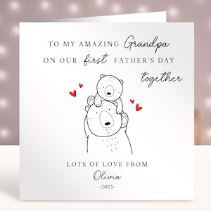 Tarjeta personalizada para el primer día del padre, regalo para el primer día del padre, tarjeta de nieto, nieta, te quiero, abuelo, gruñón, pops 2025