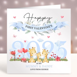 Cartões personalizados para o primeiro dia dos namorados, Feliz primeiro dia dos namorados como minha mamãe e papai, Novos pais, Cartão do bebê, Do filho, Da filha