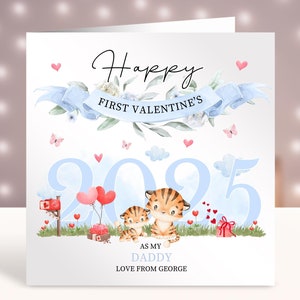 Tarjetas personalizadas para el primer día de San Valentín, primer día de San Valentín como mi papá, tarjetas de bebé, regalo para papá nuevo, tarjeta para él de hija, hijo y bebé