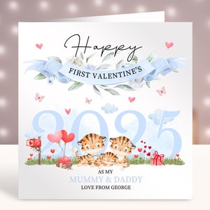 Gepersonaliseerde eerste Valentijnsdagkaarten, fijne 1e Valentijnsdag als mijn mama en papa, nieuwe ouders, kaart van baby, van zoon, dochter