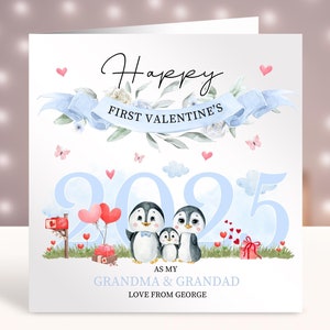 Cartes personnalisées pour la première Saint-Valentin, Joyeuse 1er Saint-Valentin à mes grands-parents, Cadeau pour les nouveaux grands-parents, Carte de bébé, petit-enfant