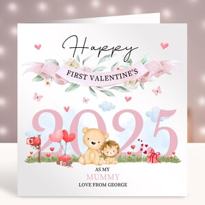 Tarjetas personalizadas para el primer día de San Valentín, primer día de San Valentín como mi mamá, tarjetas de bebé, regalo para mamá primeriza, tarjeta para ella de parte de su hija, hijo y bebé