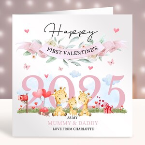Gepersonaliseerde eerste Valentijnsdagkaarten, fijne 1e Valentijnsdag als mijn mama en papa, nieuwe ouders, kaart van baby, van zoon, dochter