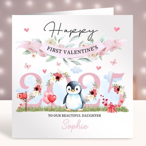 Personalisierte erste Valentinstag Karte, Baby's 1st Valentinstag Karte, Karte für Mädchen, Tochter, Enkelin, Nichte, Schwester, Cousin, Freundin