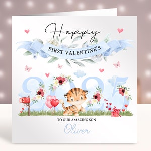 Gepersonaliseerde eerste valentijnskaart, baby's 1e valentijnskaart, kaart voor jongens, zoon, kleinzoon, neef, broer, zus, neef, vriend