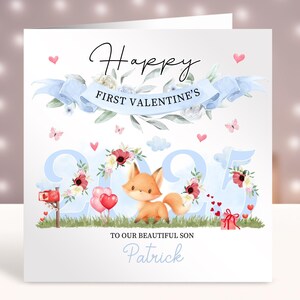 Personalisierte erste Valentinstagskarte, Babys 1. Valentinstagskarte, Karte für Jungen, Sohn, Enkel, Neffe, Bruder, Schwester, Cousin, Freund