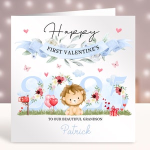 Première carte personnalisée de Saint-Valentin, 1ère carte de Saint-Valentin de bébé, carte pour garçon, fils, petit-fils, neveu, frère, soeur, cousin, ami