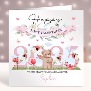 Personalisierte erste Valentinstag Karte, Baby's 1st Valentinstag Karte, Karte für Mädchen, Tochter, Enkelin, Nichte, Schwester, Cousin, Freundin