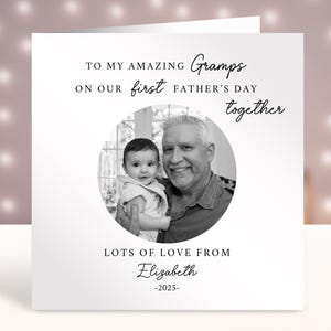Première carte personnalisée pour la fête des pères, carte photo, cadeau de première fête des pères heureux, grand-père, grand-père, papa, papy, grumps, pop, pops, pa 2025