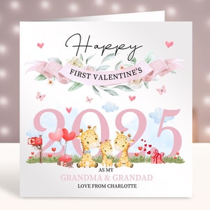 Cartes personnalisées pour la première Saint-Valentin, Joyeuse 1er Saint-Valentin à mes grands-parents, Cadeau pour les nouveaux grands-parents, Carte de bébé, petit-enfant
