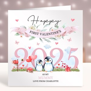 Tarjetas personalizadas para el primer día de San Valentín, primer día de San Valentín como mi mamá, tarjetas de bebé, regalo para mamá primeriza, tarjeta para ella de parte de su hija, hijo y bebé