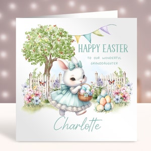 Personalisierte Osterkarte, Babys 1. Ostern, Karte für Mädchen Bunny Rabbit Design, Tochter, Enkelin, Nichte, Schwester, Cousin, Freundin