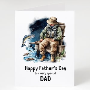 Cartão de pesca para o dia dos pais, pescador, para um pai especial, papai, avô, padrasto, papai, papai, vovô, feliz dia dos pais, cartão para ele