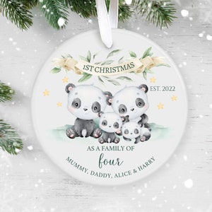 Personalised First Christmas as a Family, Holiday Decor, Christmas Ornament 2022, Family Keepsake Baby’s 1st Christmas, Ceramic Bauble