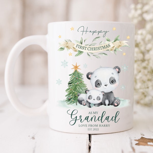 Grandad First Christmas Mug, Cup Grandpa 1st Christmas Present 2022, New Grandparents Gift, Name Mug, Baby's First Christmas, Keepsake