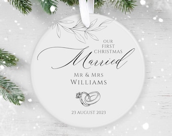 First Christmas Married Ornament 2023, Wedding Keepsake, Personalised Christmas Ornament, Christmas Decorations, Wedding First Christmas UK