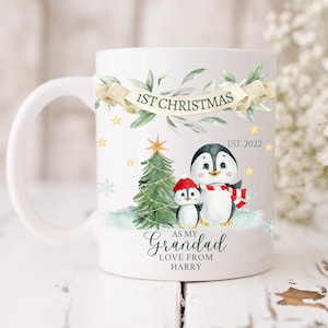 Grandad First Christmas Mug, Cup Grandpa 1st Christmas Present 2022, New Grandparents Gift, Name Mug, Baby's First Christmas, Keepsake