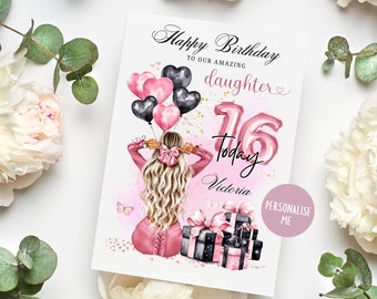 Carte D'anniversaire Personnalisée "Cupcake And Hearts" - Pour Fille, Maman, Sœur, Faite Main