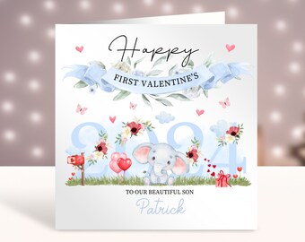 Personalisierte erste Valentinstagskarte, Babys 1. Valentinstagskarte, Karte für Jungen, Sohn, Enkel, Neffe, Bruder, Schwester, Cousin, Freund