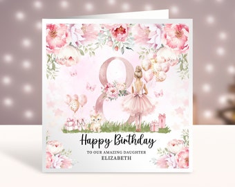 Personalised Ballerina Birthday Card, Any Age, 8th Birthday Ballerina Card, Ballet Dancer Girl, Card for Little Girl 1st 2nd 3rd 4th 5th