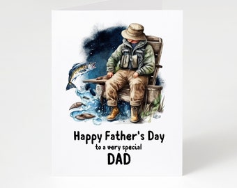 Fishing Father's Day Card, Fisherman, For A Special Dad, Daddy, Grandad, Step Dad, Papa, Pops, Grampy, Happy Fathers Day, Card For Him