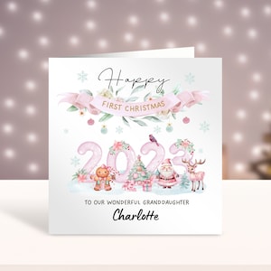 Personalised First Christmas Card, Baby's 1st Christmas Card, Card for Girls, Daughter, Granddaughter, Niece, Sister, Cousin, Friend