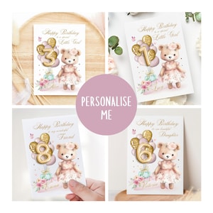 Personalisierte Mädchen-Geburtstagskarte, jedes Alter, Ballerina-Grußkarte, Karte für Nichte, Enkelin, nette Karte für Sie, 4.5.6.7.8