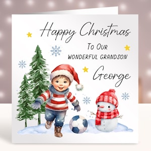 Personalisierte Fußball Weihnachtskarte, Frohe Weihnachten, Karte für Jungen, Sohn, Enkel, Neffe, Bruder, Schwester, Cousin, Freund