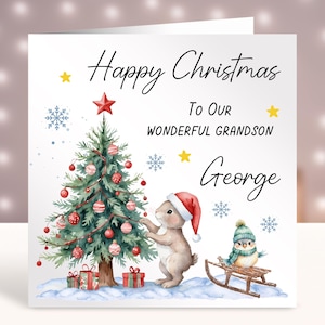 Biglietto di Natale personalizzato per figlia, figlio, nipote, nipote, sorella, cugino, amico, animali del bosco