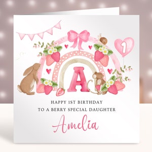 Erdbeere Geburtstagskarte, Beere spezieller Geburtstag, personalisierte 1. Geburtstagskarte, Beere süßer erster Geburtstag 1.2.3.4.5