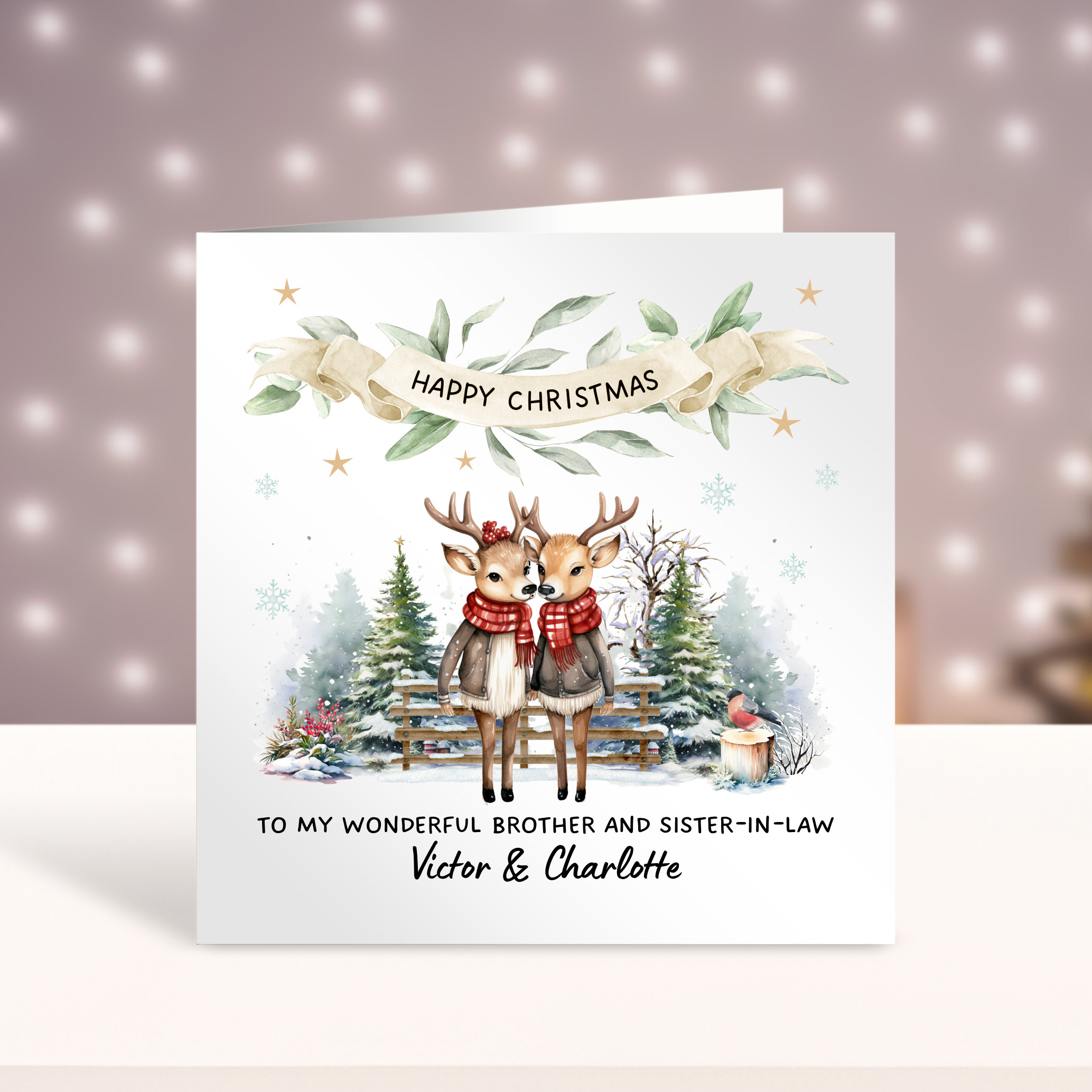 Carte De Noël Pour Fils Et Belle-fille – Couple De Bonhomme