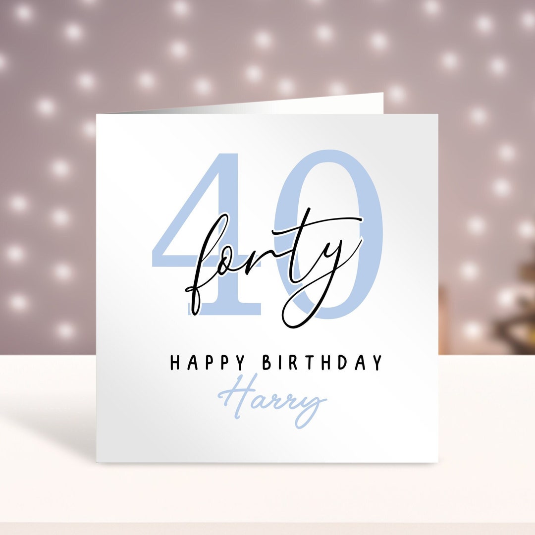 Personalized 40th Birthday Card: Simple Modern Design - Etsy