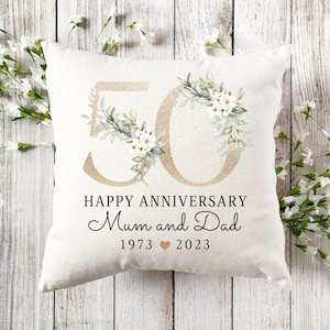 Personalised 50th Anniversary Cushion, Personalised Wedding Anniversary Gift, Anniversary Keepsake, Happy Anniversary, 50 Years Married