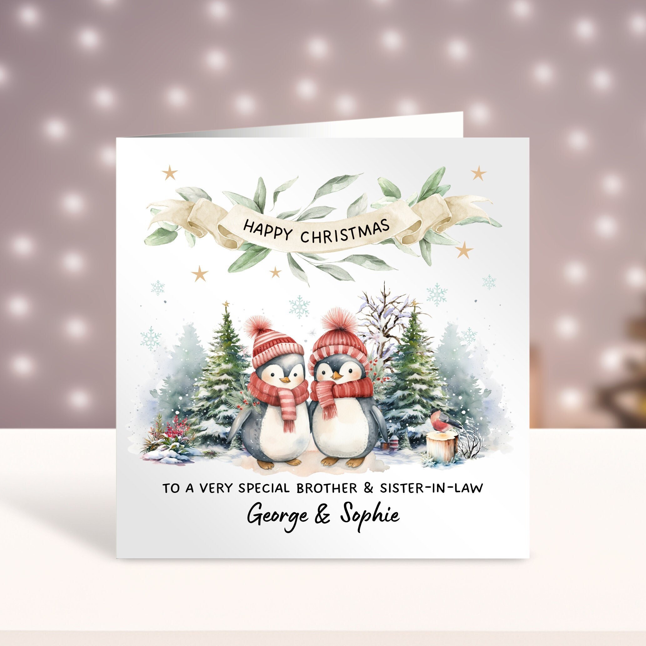 WHITE COTTON CARDS Weihnachtskarte Brother & Sister-in-Law – Handgefertigt, 16x16 Cm