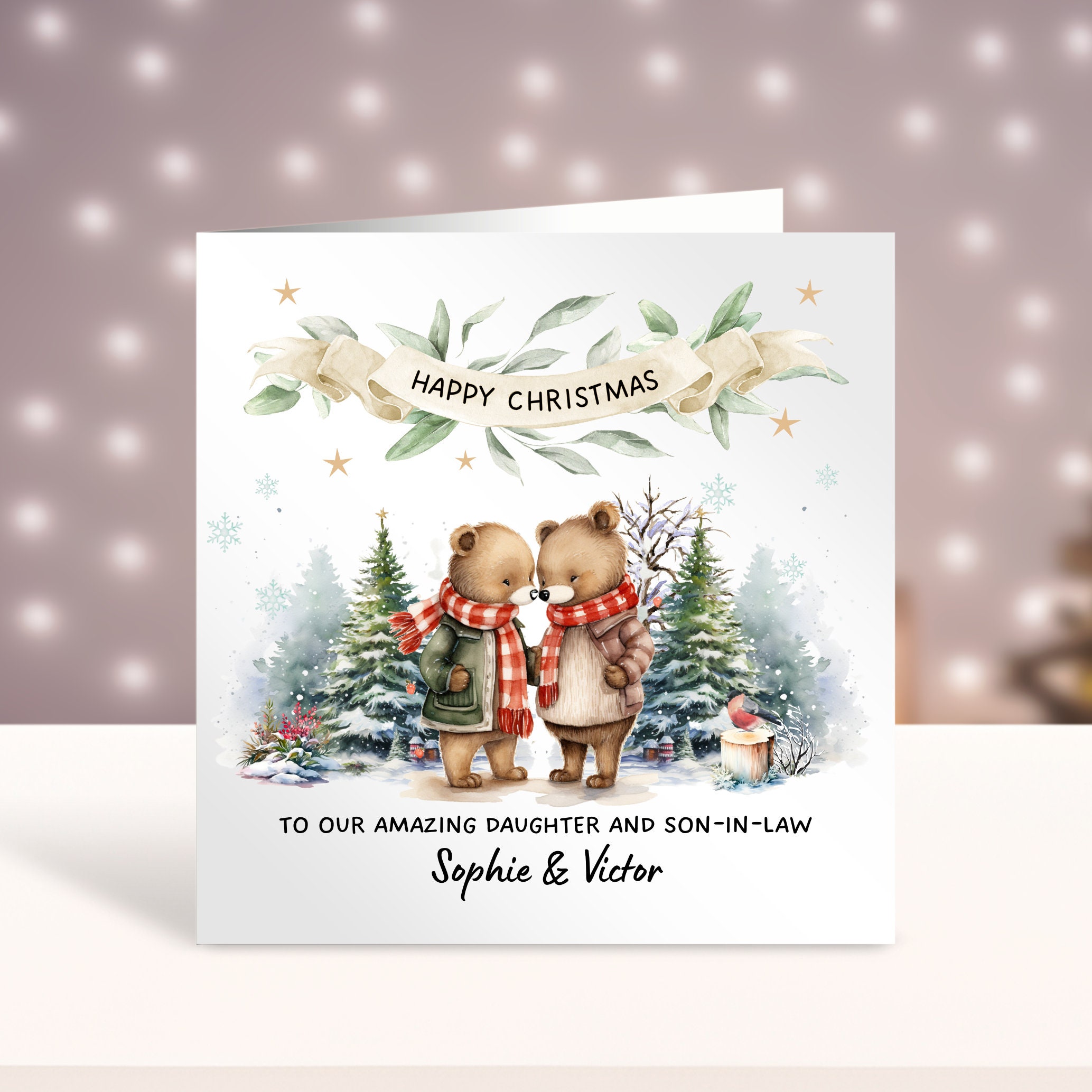 Biglietto Di Natale Personalizzato Per Nipote E Fidanzata Con Illustrazione